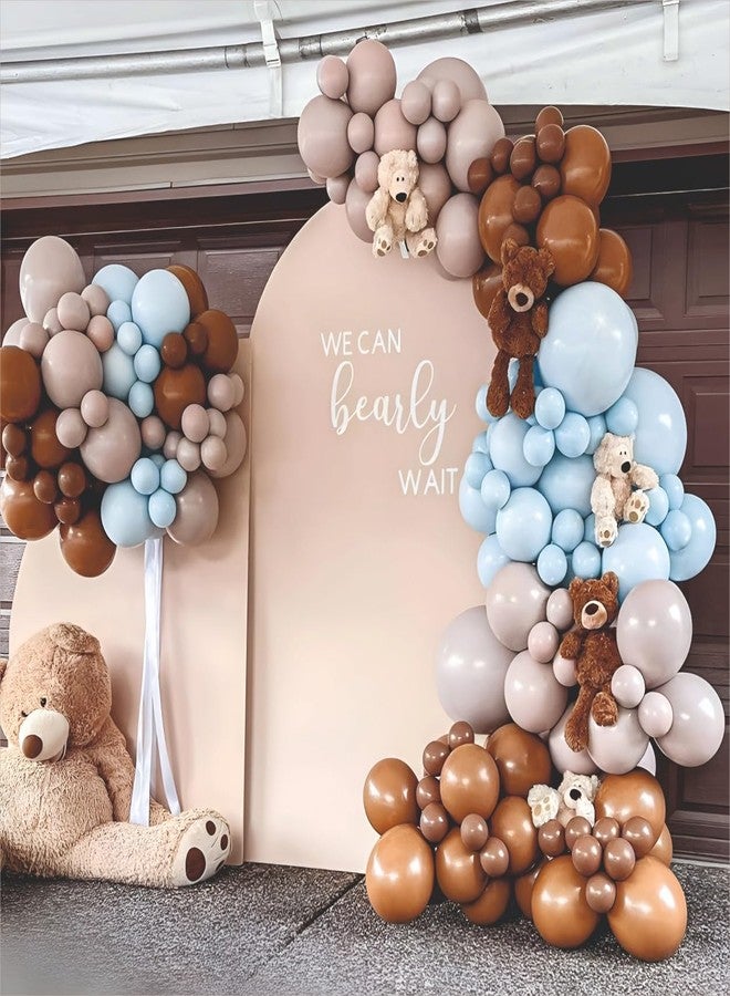 YOURS DECOR مجموعة زينة حفل استقبال المولود من يورز ديكور - 124 بالونًا بألوان الأزرق والبني والبيج | مجموعة زينة لحفل استقبال المولود | عنصر زينة لحفل استقبال المولود - Image 3